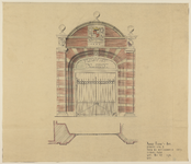 217517 Opstand van de poort van Flora's Hof (het Bisschopshof) ter hoogte van Servetstraat 5 te Utrecht, vóór de ...